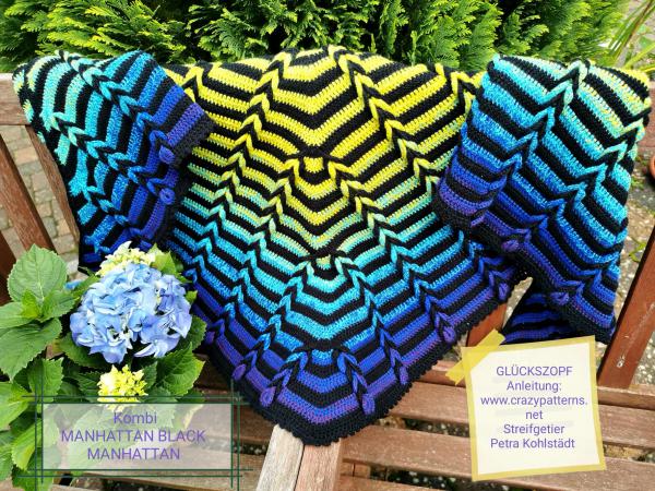 "KOMBI MANHATTAN-BLACK" 5 Farben 1x Uni / 1x Farbverlauf
